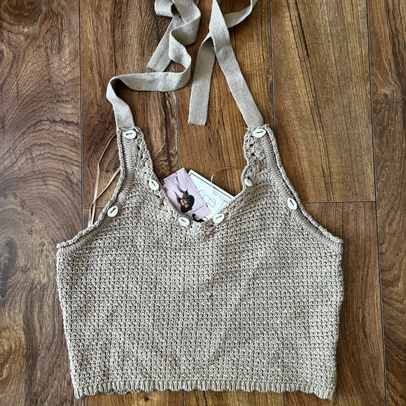 Sincerly Jules Tops - Beige Knit Crop Top